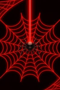 telaraña roja fluorescente